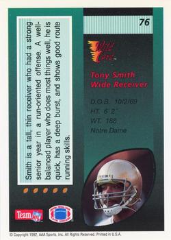 1992 Wild Card - 1000 Stripe #76 Tony Smith Back