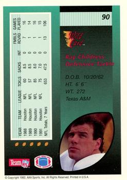 1992 Wild Card - 1000 Stripe #90 Ray Childress Back