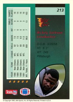 1992 Wild Card - 1000 Stripe #213 Rickey Jackson Back