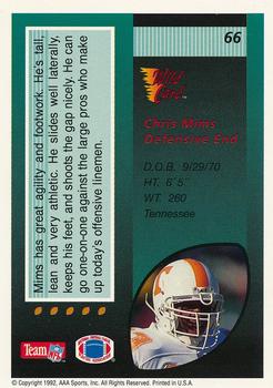 1992 Wild Card - 5 Stripe #66 Chris Mims Back