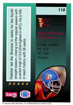 1992 Wild Card - 5 Stripe #118 Simon Fletcher Back