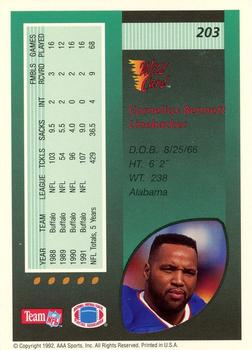 1992 Wild Card - 50 Stripe #203 Cornelius Bennett Back