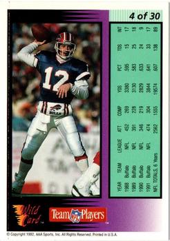 1992 Wild Card - Field Force 20 Stripe #4 Jim Kelly Back