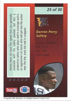 1992 Wild Card - Red Hot Rookies Silver #25 Darren Perry Back