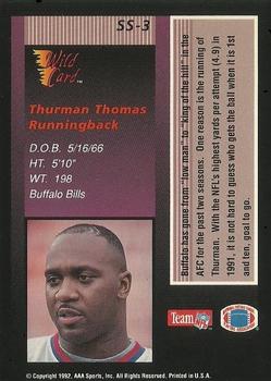 1992 Wild Card - Stat Smashers 20 Stripe #SS-3 Thurman Thomas Back