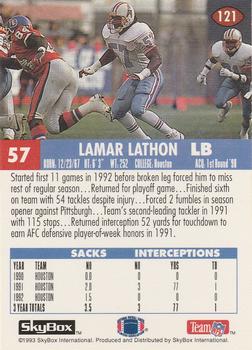 1993 SkyBox Impact #121 Lamar Lathon Back