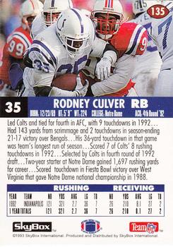 1993 SkyBox Impact #135 Rodney Culver Back