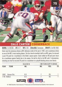 1993 SkyBox Premium #75 Dale Carter Back