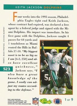 1993 Pro Line Profiles #523 Keith Jackson Back