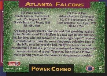 1993 Pro Set Power - Combos Gold #4 Deion Sanders / Tim McKyer Back