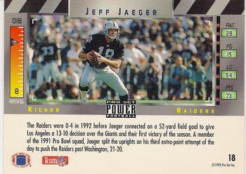 1993 Pro Set Power - Gold #18 Jeff Jaeger Back