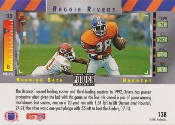 1993 Pro Set Power - Gold #138 Reggie Rivers Back