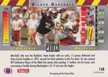 1993 Pro Set Power - Gold #158 Wilber Marshall Back