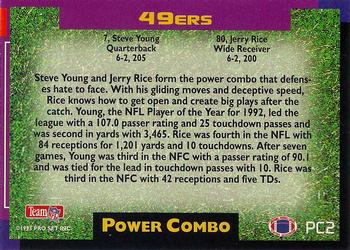 1993 Pro Set Power Update - Combos Prisms #PC2 Jerry Rice / Steve Young Back