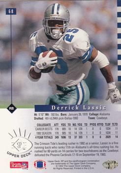 1993 SP #68 Derrick Lassic Back
