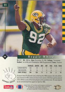 1993 SP #99 Reggie White Back