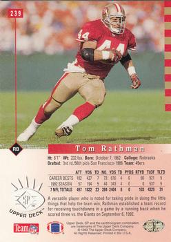 1993 SP #239 Tom Rathman Back