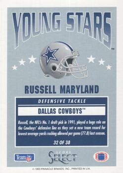 1993 Select Young Stars #32 Russell Maryland Back