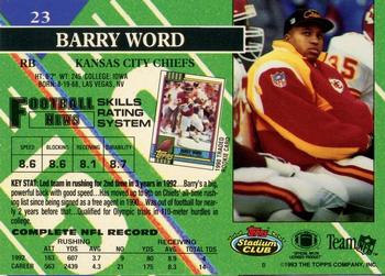 1993 Stadium Club - Members Only #23 Barry Word Back