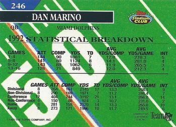 1993 Stadium Club - Members Only #246 Dan Marino Back