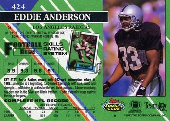 1993 Stadium Club - Members Only #424 Eddie Anderson Back