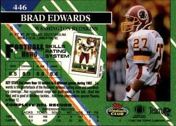 1993 Stadium Club - Members Only #446 Brad Edwards Back