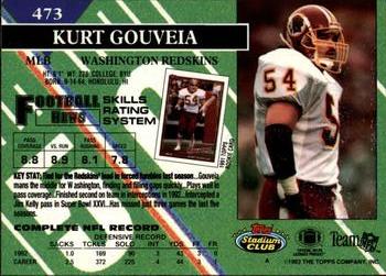 1993 Stadium Club #473 Kurt Gouveia Back