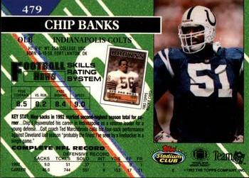 1993 Stadium Club #479 Chip Banks Back