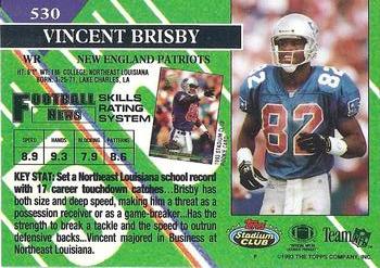 1993 Stadium Club #530 Vincent Brisby Back