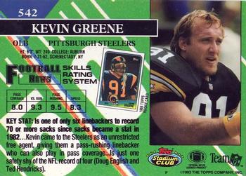 1993 Stadium Club #542 Kevin Greene Back