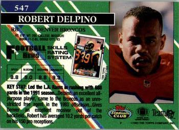 1993 Stadium Club #547 Robert Delpino Back