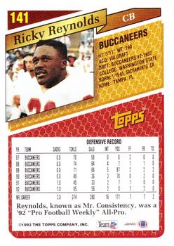 1993 Topps - Gold #141 Ricky Reynolds Back