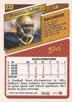 1993 Topps - Gold #232 Demetrius DuBose Back