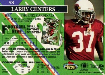 1993 Stadium Club - First Day Production/Issue #58 Larry Centers Back