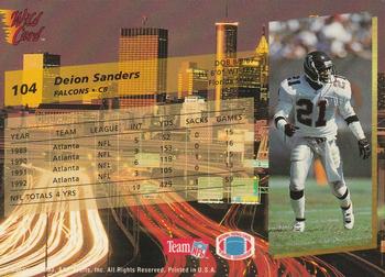 1993 Wild Card - 20 Stripe #104 Deion Sanders Back