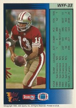 1993 Wild Card - Field Force #WFF-33 Steve Bono Back