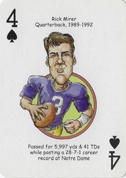 2009 Hero Decks Notre Dame Fighting Irish Football Heroes Playing Cards #4♠ Rick Mirer Front