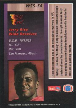 1993 Wild Card - Stat Smashers #WSS-54 Jerry Rice Back