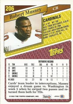 1993 Topps #206 Robert Massey Back