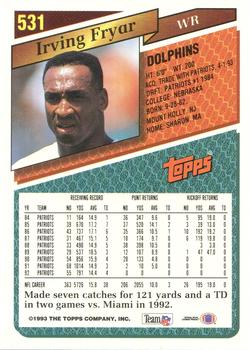 1993 Topps #531 Irving Fryar Back