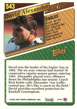 1993 Topps #543 David Alexander Back