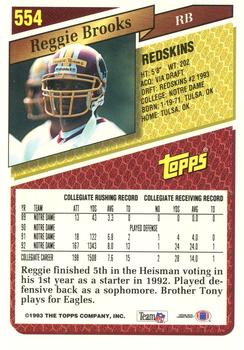 1993 Topps #554 Reggie Brooks Back