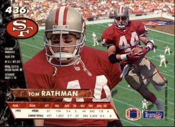 1993 Ultra #436 Tom Rathman Back