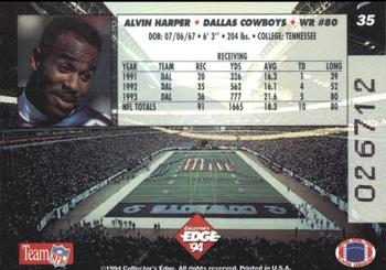 1994 Collector's Edge - Boss Squad Silver #35 Alvin Harper Back