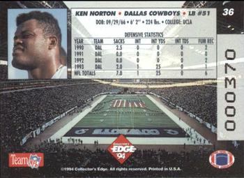 1994 Collector's Edge - Boss Squad Silver #36 Ken Norton Back