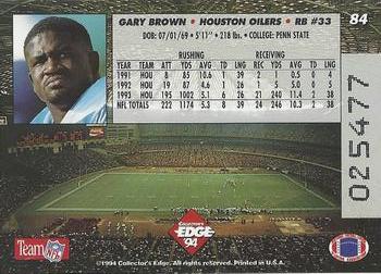 1994 Collector's Edge - Boss Squad Silver #84 Gary Brown Back