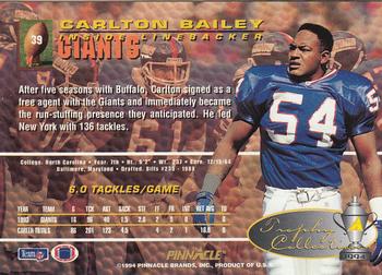 1994 Pinnacle - Trophy Collection #39 Carlton Bailey Back