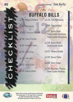 1993 Upper Deck #65 Bills Checklist Back