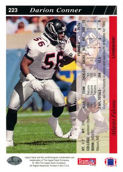 1993 Upper Deck #223 Darion Conner Back