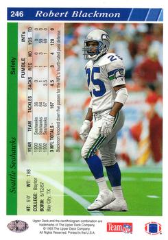 1993 Upper Deck #246 Robert Blackmon Back